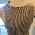 Caution to the Wind | Striped Brown and White tie front top Photo 2