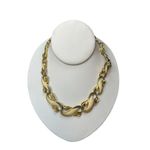 Trifari signed gold and creme colored leaf linked statement necklace Photo 0