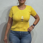 Knit Street Yellow Short Sleeve Sweater Sz S NWT Photo 0