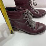 Sam Edelman  Women 7 Darrah Combat Lace Up Hiker Boot Burgundy Leather Wool Boho Photo 4