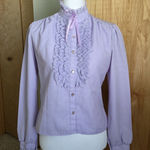 Vintage 60s Or 70s Lavender Purple Mod Style Tuxedo Shirt Ruffle Collar Photo 0