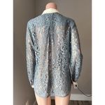 Maeve Anthropologie  Gray off white Sheer Lace Collared Button Size 12 Top NWT Photo 8