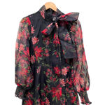 Rachel Parcell Floral Tie Neck Long Sleeve Satin Dress (10) Photo 2