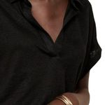 Banana Republic NWT  Linen Blend Polo Shirt Relax Fit Black L Photo 1