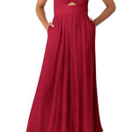 New Womens Grainlook Burgundy Sleeveess Cutout Bohemian Linen Jumpsuit Photo 0