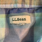 LL Bean Plaid Button Down Shirt Womens M Blue Green Roll Tab Sleeve Casual Top Size M Photo 2