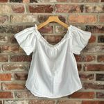 Anthropologie Maeve  White Off The Shoulder Blouse Short Sleeve Top, 2 Photo 2
