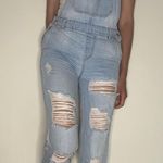Forever 21  Destroyed Distressed Light Wash Overalls Dungarees 24 0  Photo 0