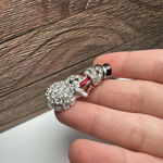 Swavorski Swarovski Crystal Snowman Brooch Pin Clear Pave Crystals Red & Black Enamel Photo 9