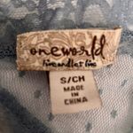 ONE WORLD Blue Cardigan Sweater with Flowing Silhouette Lace Long Cover Up Photo 2