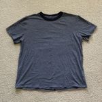 Lululemon All Yours Boyfriend Tee Micro Stripe Black White Size 8 10 Cotton EUC Photo 3