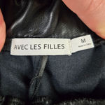 Avec Les Filles  Black Faux Leather Belted High Rise Straight Pants Size Medium Photo 6