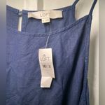 Loft  Blue Linen Blend  Spaghetti Strap Front Tie Jumpsuit Size 16 Women's NWT Photo 9