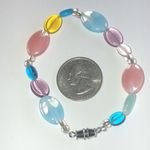 Blue Purple Yellow Pastel Glass Beads Beaded Boho Bracelet Photo 2