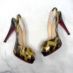 Christian Louboutin No Prive Patent Leather Slingback Pumps Heels Leopard Animal Photo 2