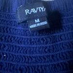 Raviya Womens Size Medium Navy White Boho Strapless Ruched Dress Coverup Photo 7