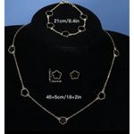 18K Gold Plated Blue Clover Necklace stainless steel Womens jewelry Photo 7