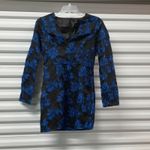 Lulus Womens Dress Size Small Black Blue Floral Jacquard Long Sleeve Mini Party Photo 3