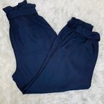 EXPRESS Navy Blue Super High Rise Ankle Trouser Paperbag Waist Belt Sz Small Photo 0