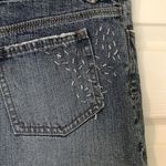 SO Denim Jean Mini Skirt Frayed Hem Distressed Look Beaded Photo 3
