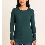Chaser  Waffle Knit Button Cuff Thermal Top Teal Long Sleeve S Photo 0