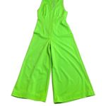 60s Vintage Handmade Lime Green Wide Leg Flare Jumpsuit Medium Photo 2