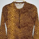 Ulla Johnson Dione Rash Guard Top Size XS Brown Lynx Print Zip Front Swim Shirt Photo 3