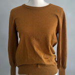 Ann Taylor Dark Gold Metallic Crewneck Sweater Size Medium Petite Photo 0