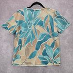 Alfred Dunner Blue Floral Short Sleeve Cotton Beaded Shirt Top Petite Medium Size undefined Photo 1