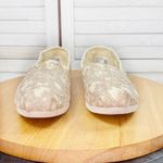 Toms  Alpargata Embroidered Hibiscus Lace Slip On Shoes Ivory Metallic Tan 8.5 Photo 2