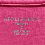 Appleseed's Size 1X Pink 3/4 Sleeves Crochet Detail Boat Neck Bateau T Photo 3