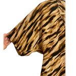 Leith  Brown and Tan Tiger Striped Inspired V-Neck Dolan Short Sleeve Mini Dress Photo 2