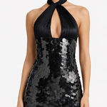 Alice + Olivia Alice Olivia Black Sequin Halter Neck Mini Dress Size 8 Photo 0