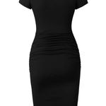 Missufe Short Sleeve Ruched Cotton Sundress Knee Length Bodycon T Shirt Dress Size M Photo 1