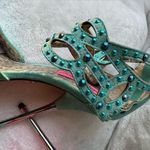 Betsey Johnson Turquoise platform high heel sandals, embellished with sparkling blue Photo 0