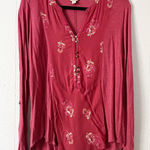 Lucky Brand Vintage  Womens Floral Top Large Y2K Grunge Boho Indie Stretch Casual Photo 0