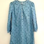 Old Navy  Blue Denim Polka Dot Button Down Tie Sleeve Dress Small Photo 1