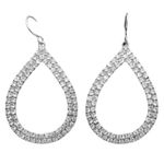 Sparkling Formal Prom Fancy Rhinestones Teardrop Drop Dangle Earrings Silver Photo 6