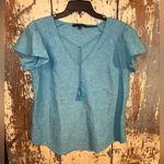 Harvé Benard Harve Bernard Linen Blend Blouse, teal, size Large Photo 0