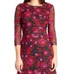 Adrianna Papell Embroidered Mesh Floral Midi Dress Size 6 Photo 0
