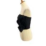 Sandro Paris Black Ruffled Strapless Bustier Top Night Out Party Size 3 / Large Photo 2