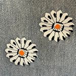 Light Blue Flare Jeans Daisy Flower Pattern NWT Small Size 26 Flat Front Photo 5