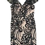 JS Collections  Soutache Short Sleeve Lace Cocktail Dress Black Nude 12 NWOT Photo 2