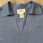 Neiman Marcus  Exclusive Silk‎ Blend Long Sleeved Collared Blue V-Neck Sweater S Photo 2