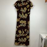 Vtg Jody California Floral Maxi Dress Short Sleeve Brown Cottagecore Made in USA Size XS Photo 4