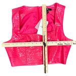 7 For All Mankind Hot Pink Vegan Leather Crocodile Crop Top Shorts Set M NEW Tag Photo 2