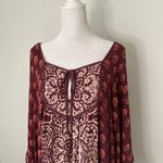 Free People maroon & cream boho mini dress size M Photo 3