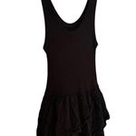 ZARA black sleeveless boho ribbed tank top ruffle tiered maxi dress size XS Photo 5