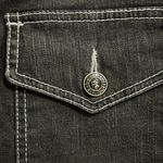 Apple Bottoms Juniors Jean Jacket Black Rinsed Distressed Stretch Crop Denim 7/8 Photo 4