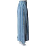 Umgee Blue & White Striped Pleated Cropped Wide Leg Trousers Size Medium Photo 3